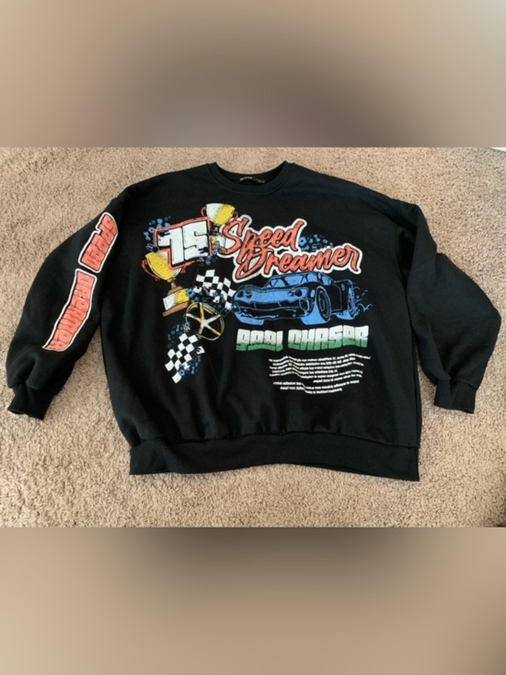 Bershka Speed Dreamer Black Crewneck Sweatshirt Large